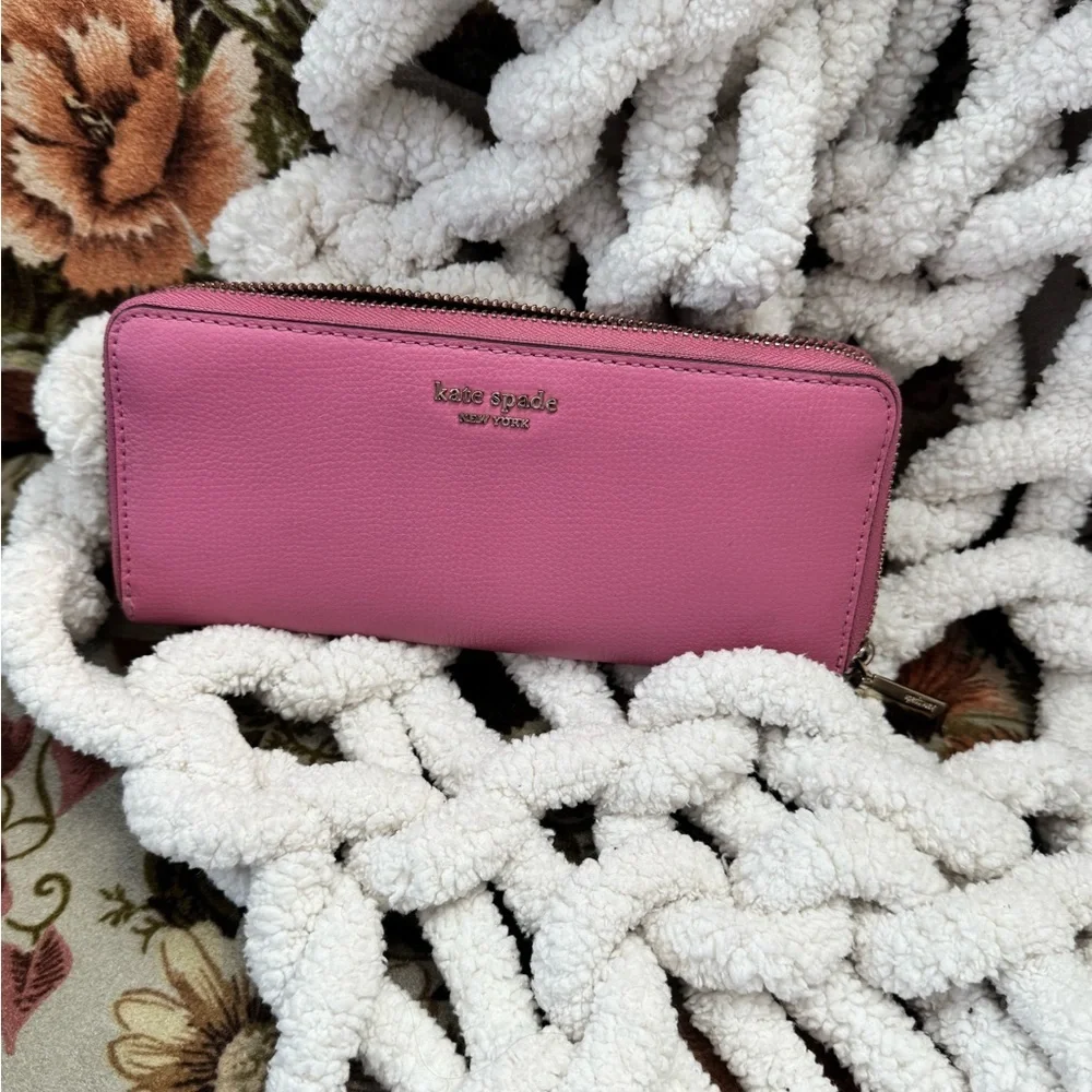 Kate Spade Sylvia Pink Leather Zip Around Wallet